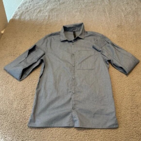Lululemon Commission Shirt Men Medium Blue Stretch Athleisure Button Long Sleeve - Picture 1 of 15